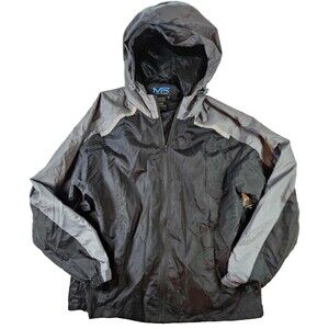 Mack Russo Mens XL Hooded Jacket Black Gray Water Resistant Lined NWT